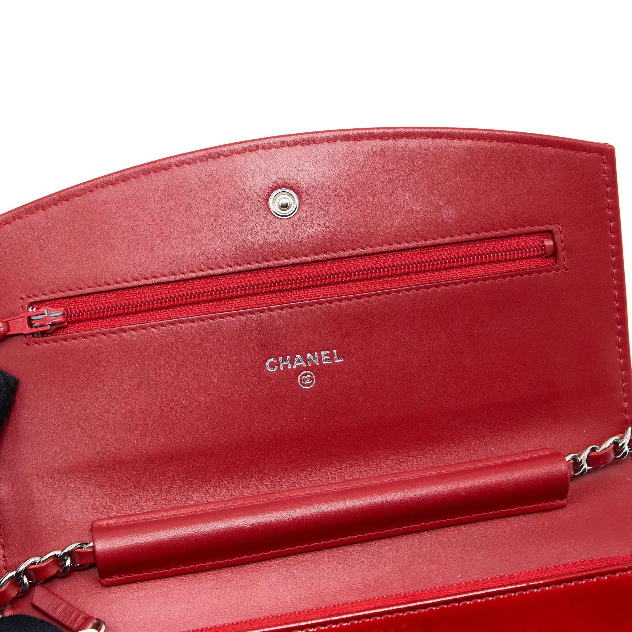 CHANEL WALLET ON CHAIN PATENT RED SHW