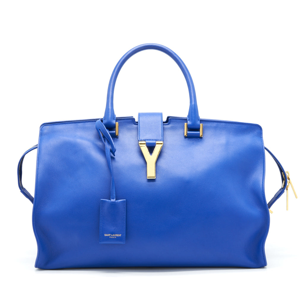 SAINT LAURENT CABAS CHYC TOTE BAG BLUE GHW