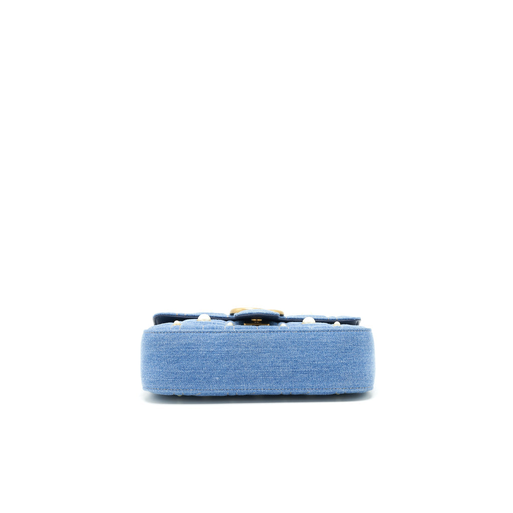 GUCCI MINI MARMONT BAG DENIM WITH PEARL