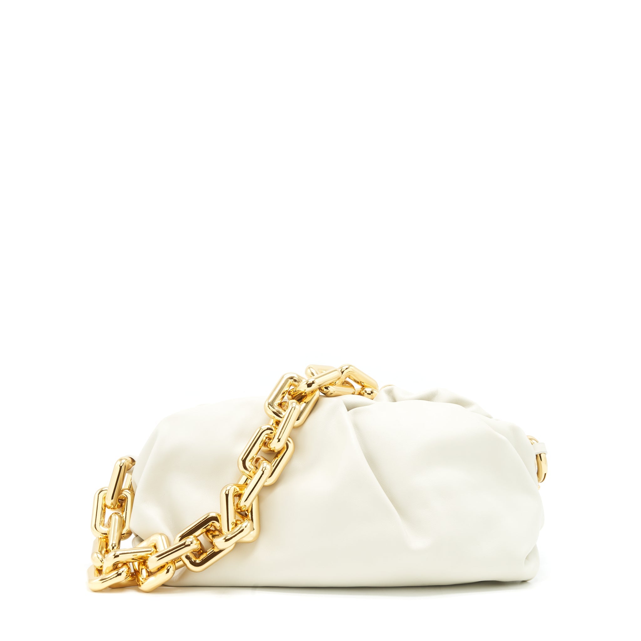 BOTTEGA VENETA CHAIN POUCH BAG WHITE GHW
