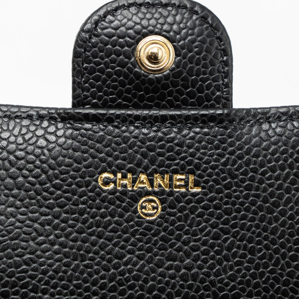 CHANEL CLASSIC LONG FLAP WALLET CAVIAR BLACK GHW
