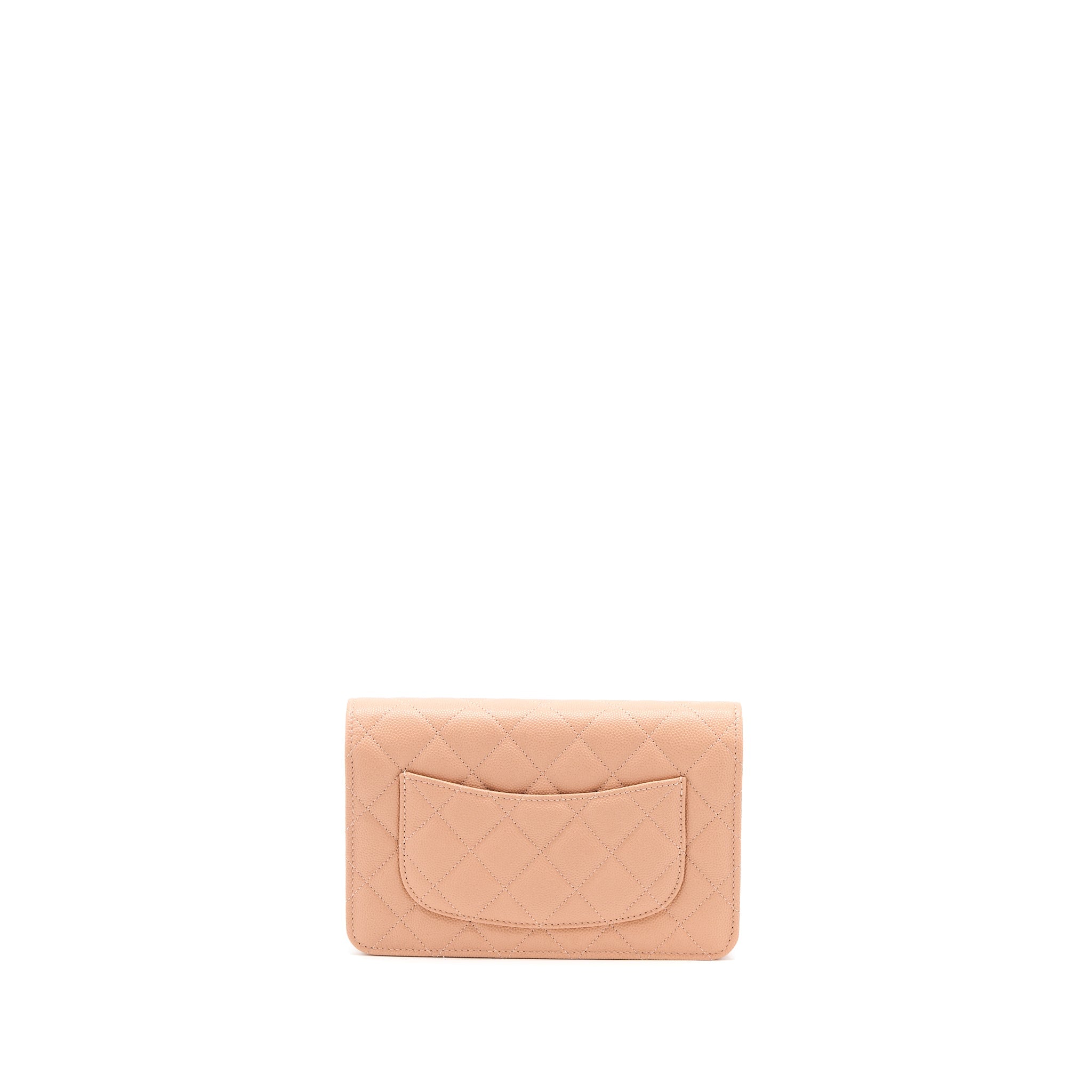 CHANEL GIANT CC LOGO WALLET ON CHAIN CAVIAR DARK PINK LGHW (MICROCHIP)