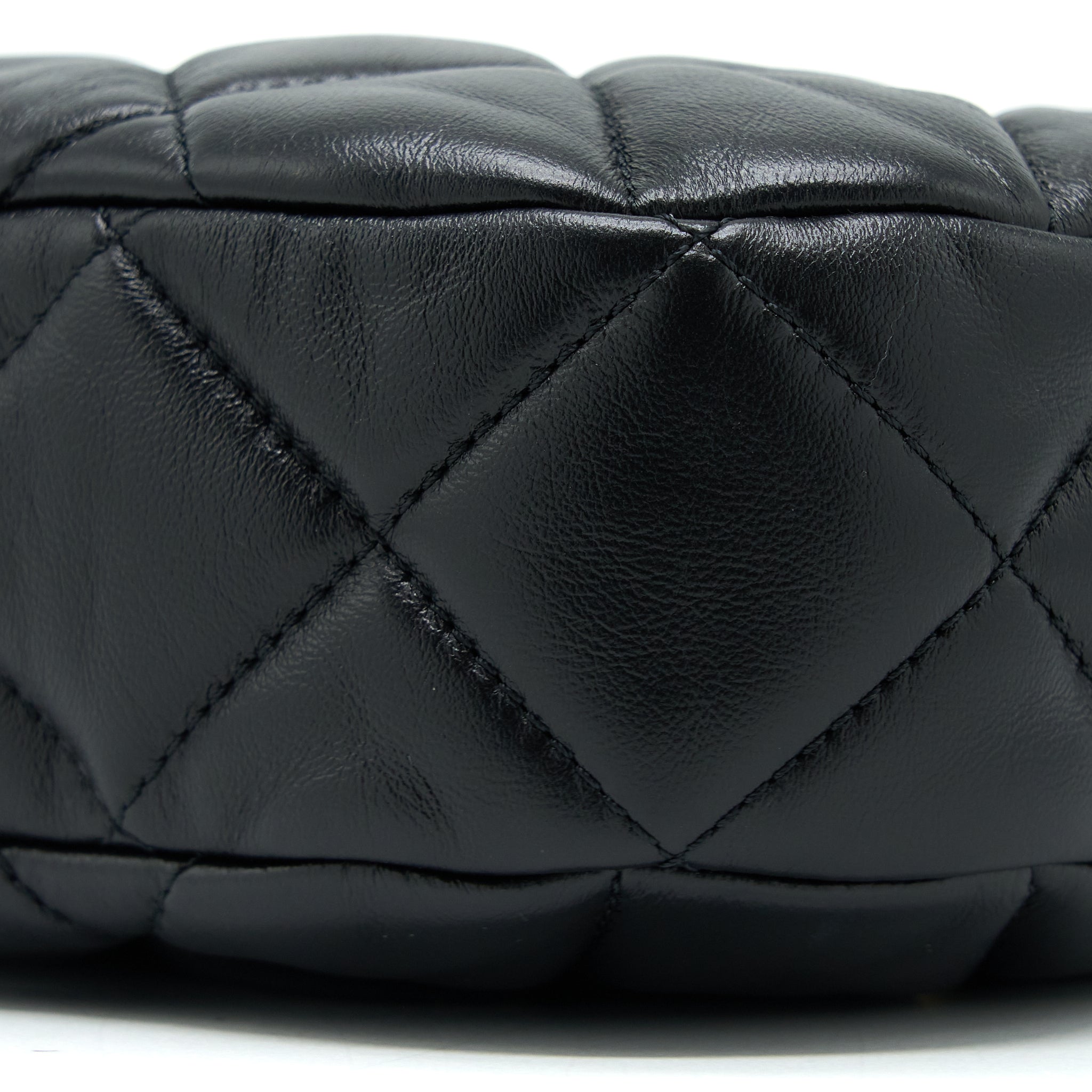 CHANEL QUILTED HOBO CROSSBODY BAG LAMBSKIN BLACK BRUSHED GHW (MICROCHIP)