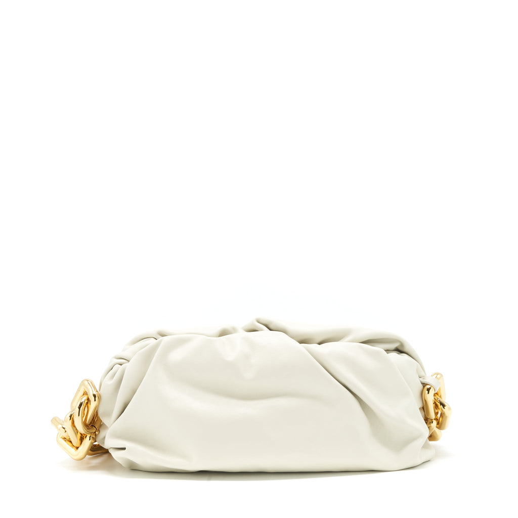 BOTTEGA VENETA CHAIN POUCH BAG WHITE GHW
