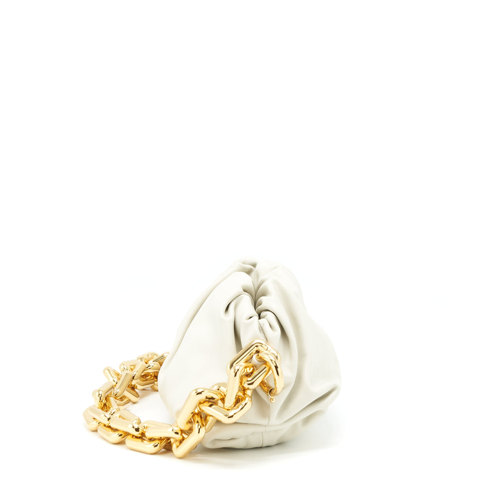 BOTTEGA VENETA CHAIN POUCH BAG WHITE GHW
