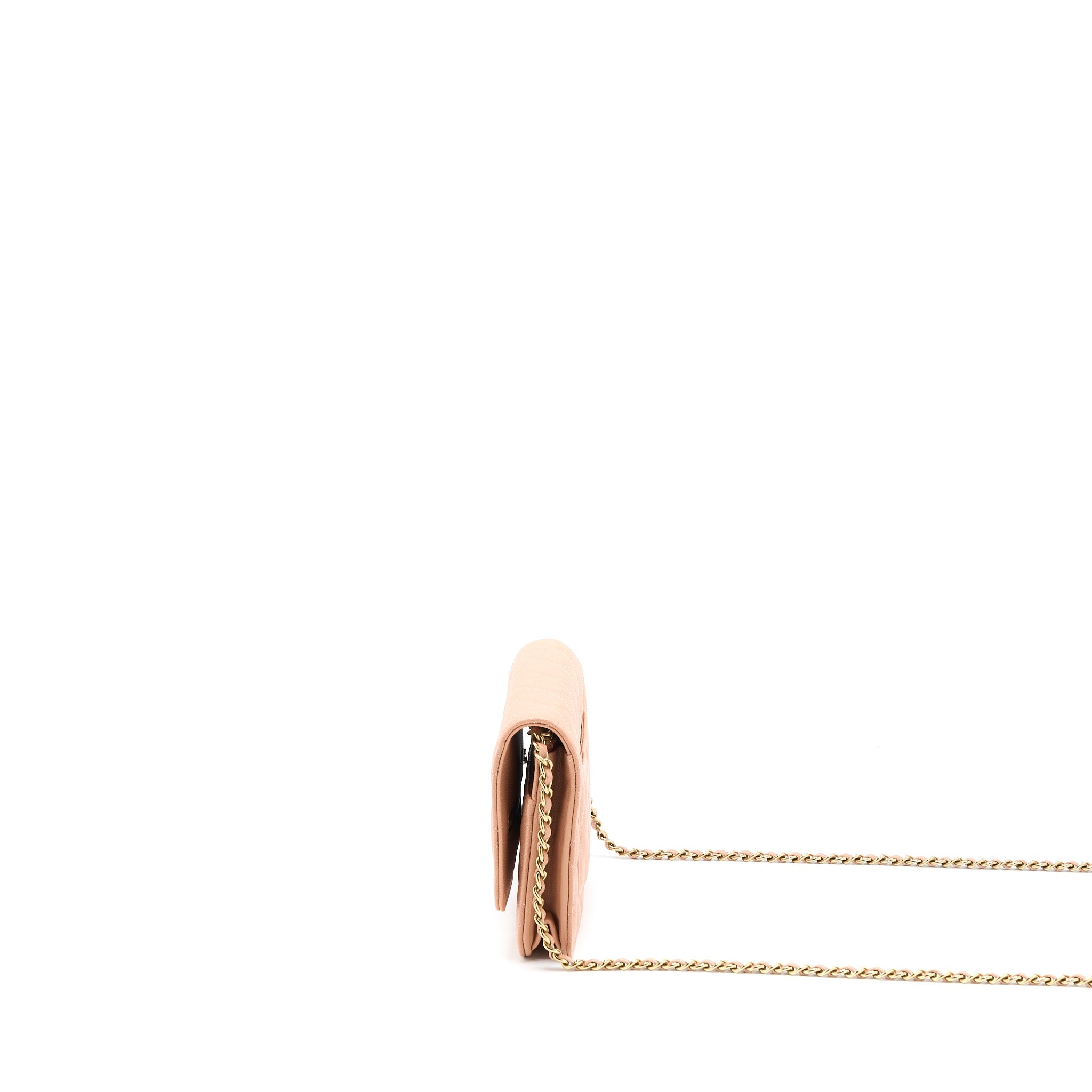 CHANEL GIANT CC LOGO WALLET ON CHAIN CAVIAR DARK PINK LGHW (MICROCHIP)