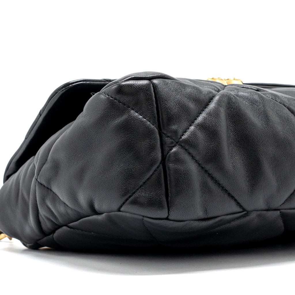 CHANEL MEDIUM 19 BAG LAMBSKIN BLACK MULTICOLOURED HARDWARE(MICROCHIP)