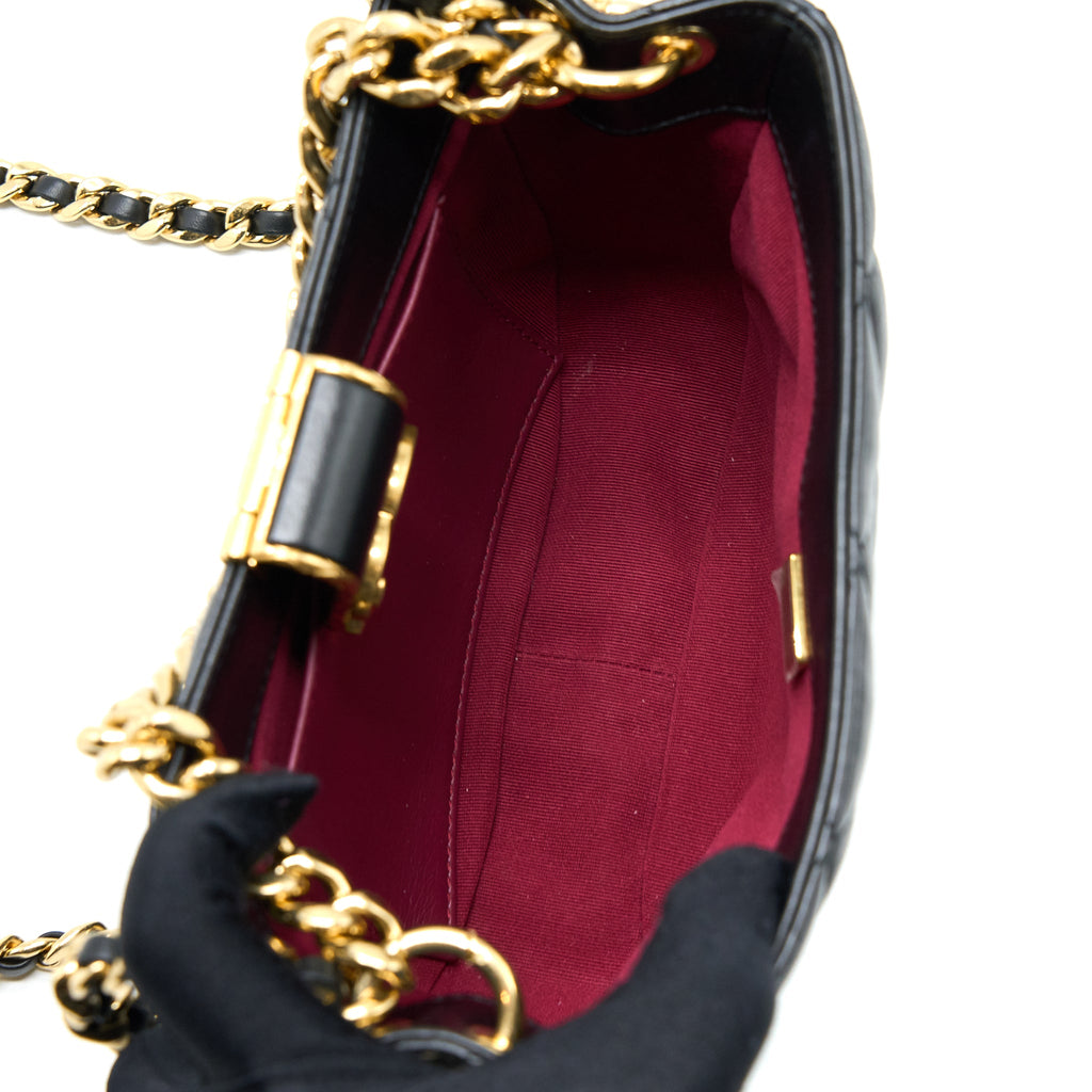 CHANEL QUILTED HOBO CROSSBODY BAG LAMBSKIN BLACK BRUSHED GHW (MICROCHIP)