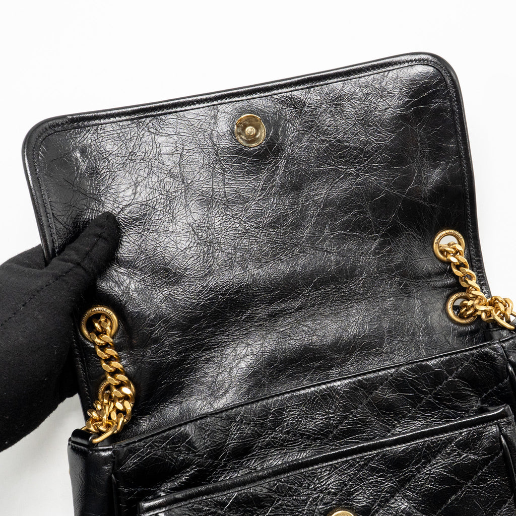 SAINT LAURENT/YSL MEDIUM NIKI CHAIN BAG VINTAGE CALFSKIN BLACK GHW