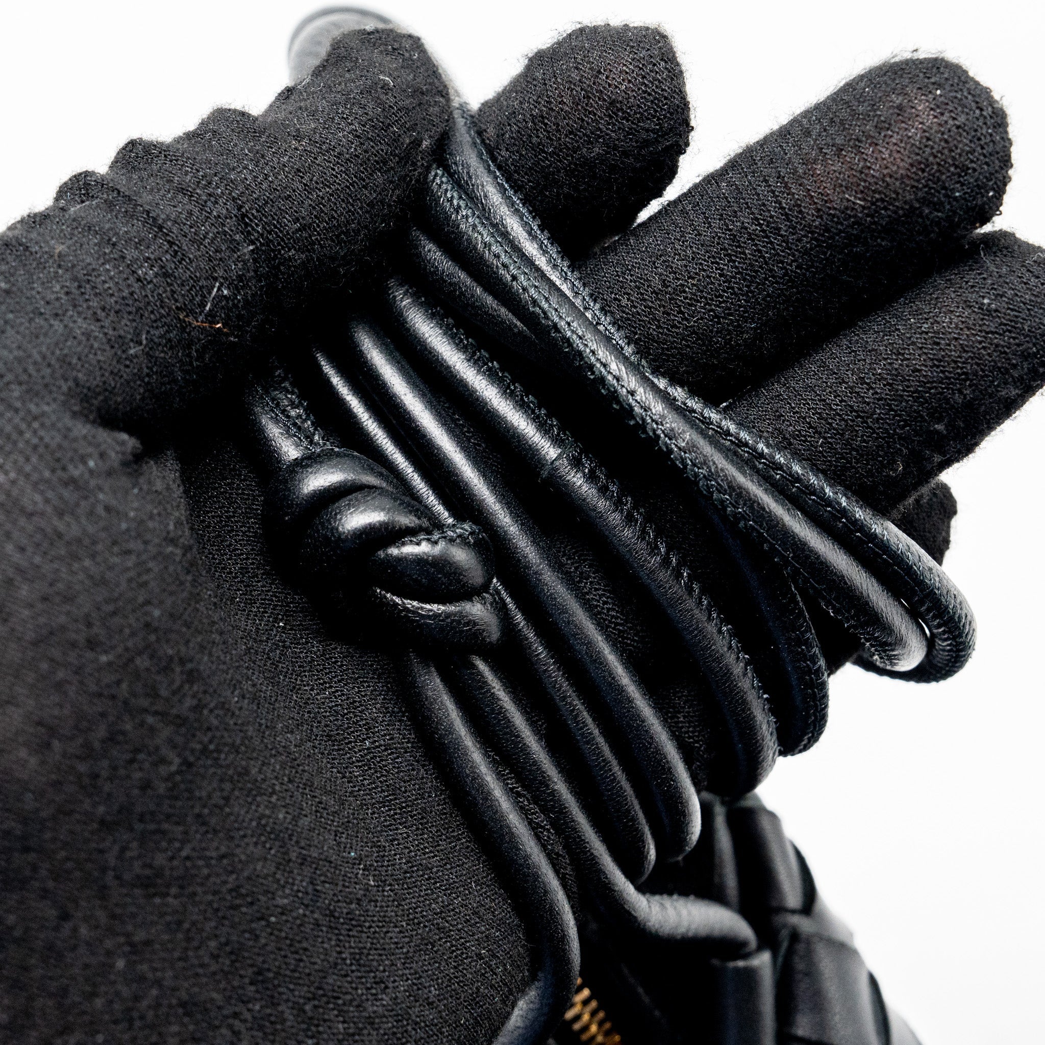 BOTTEGA VENETA MINI LOOP CAMERA BAG LAMBSKIN BLACK GHW