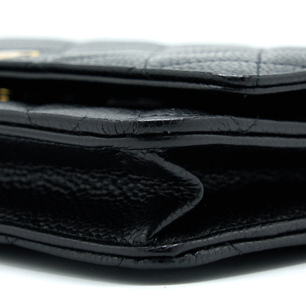 CHANEL CLASSIC WALLET ON CHAIN CAVIAR BLACK GHW (MICROCHIP)