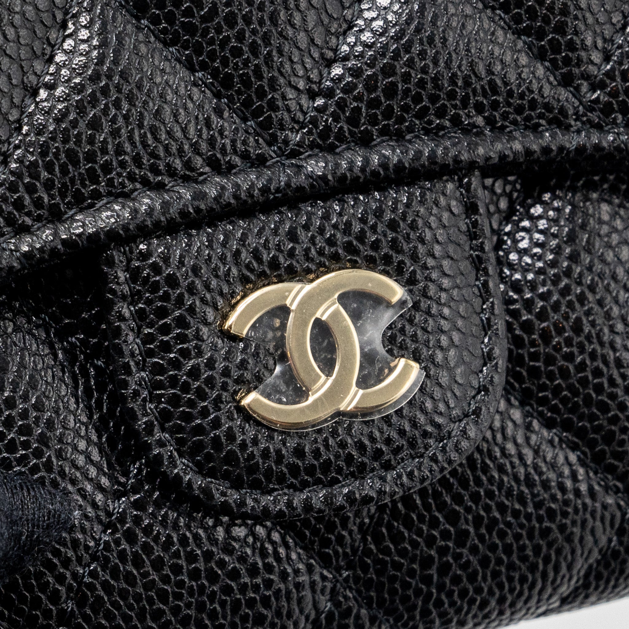 CHANEL CLASSIC COMPACT WALLET CAVIAR BLACK GHW (MICROCHIP)
