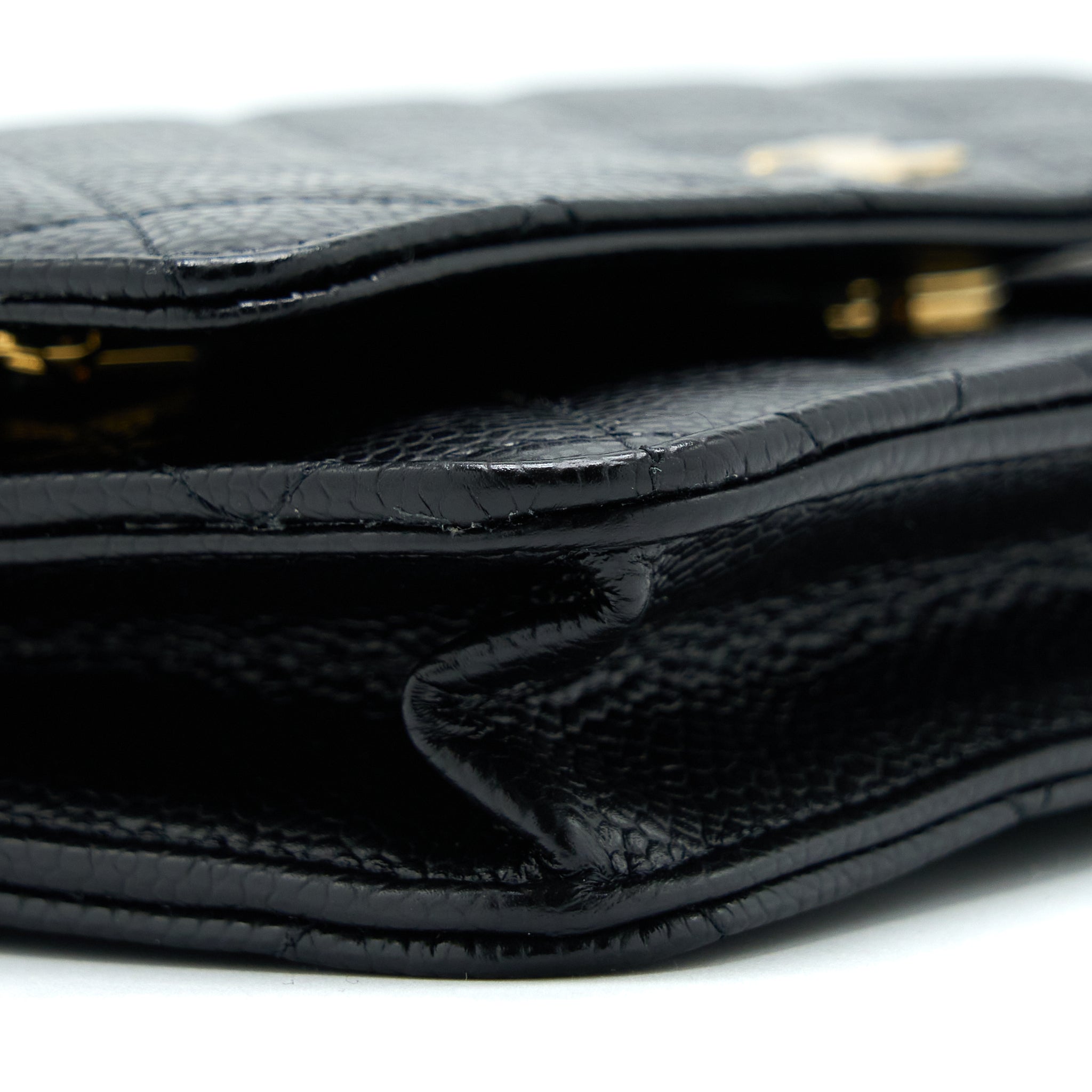 CHANEL CLASSIC WALLET ON CHAIN CAVIAR BLACK GHW (MICROCHIP)