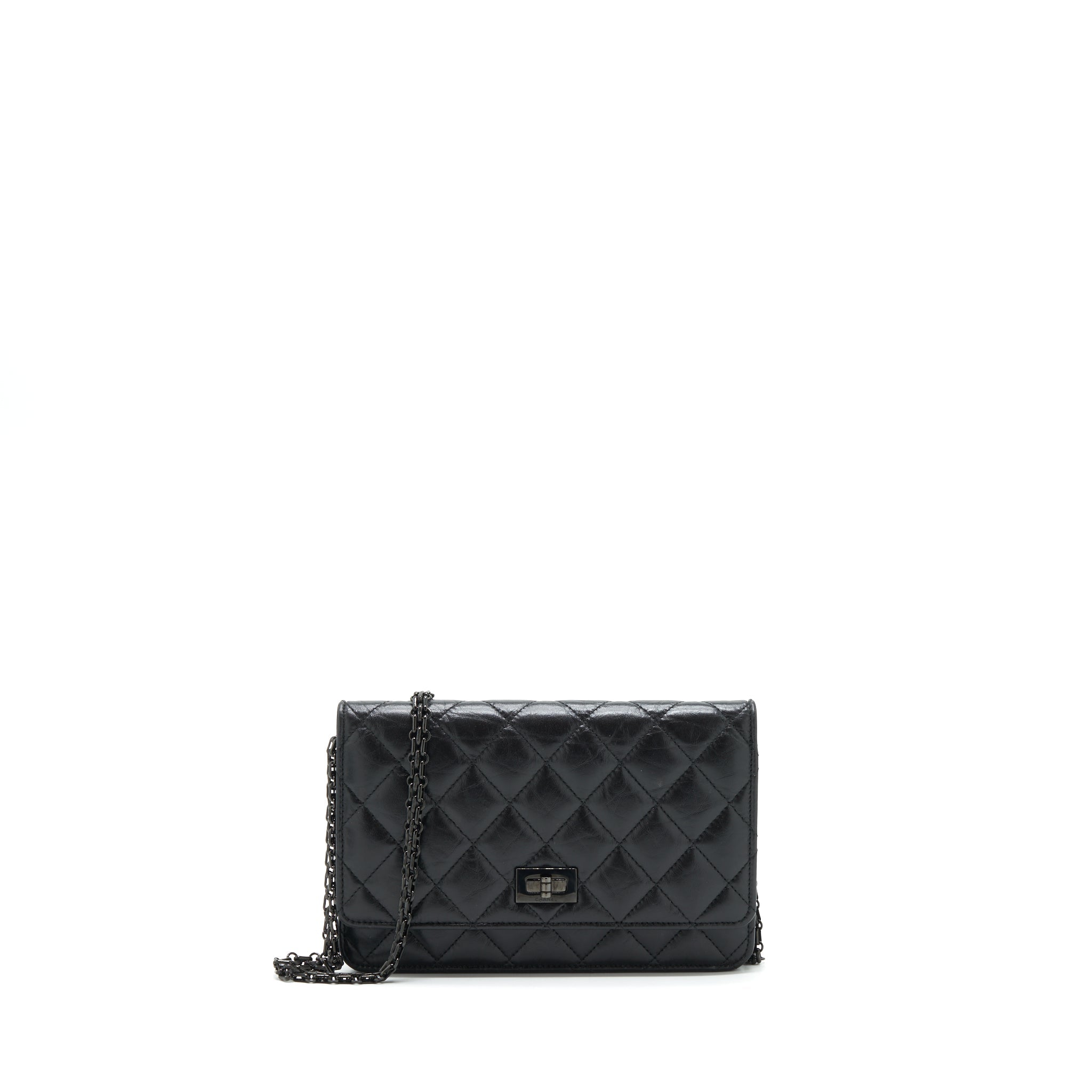 CHANEL REISSUE WALLET ON CHAIN AGED CALFSKIN BLACK WITH BLACK HARDWARE