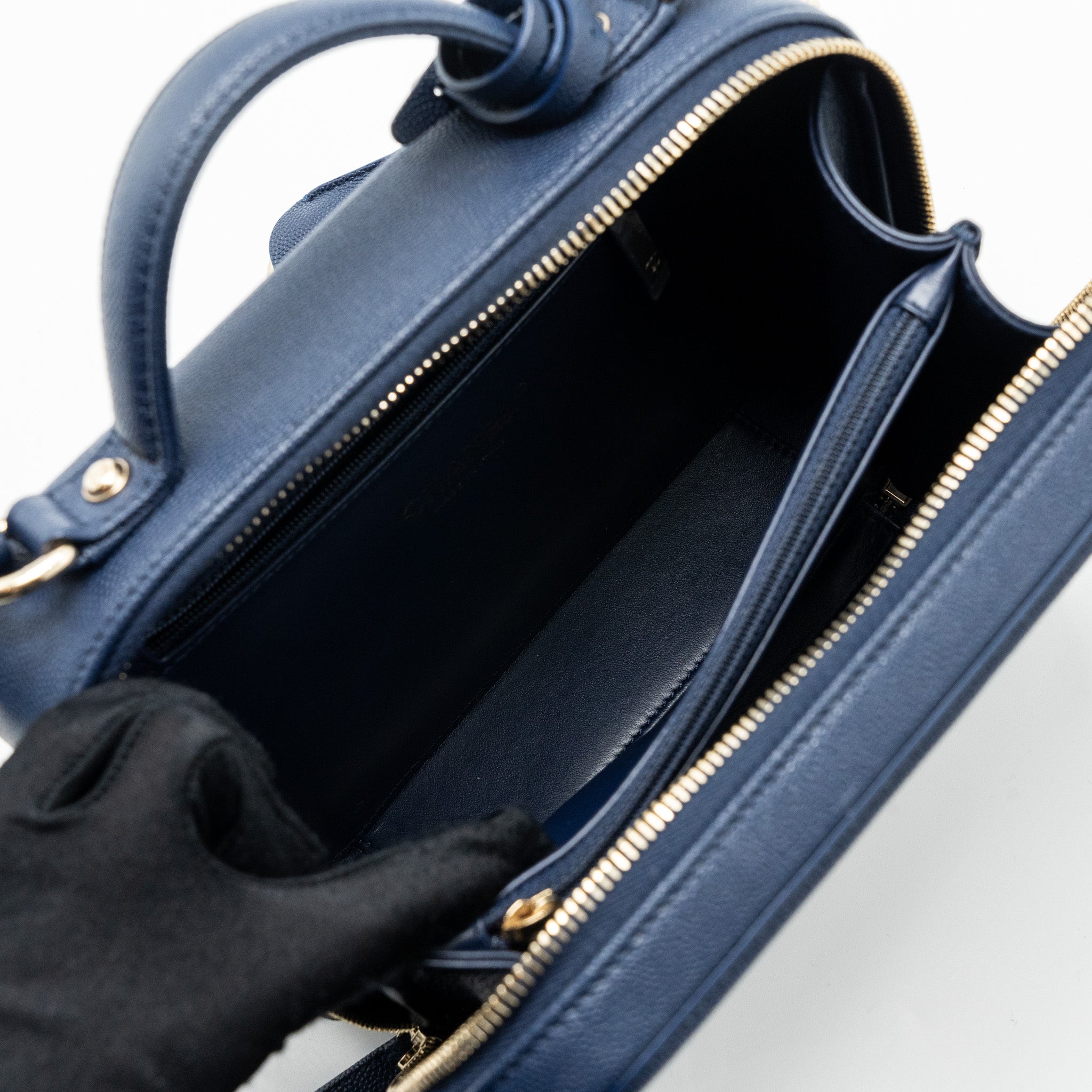 CHANEL FILIGREE CAMERA BAG CAVIAR DARK BLUE LGHW