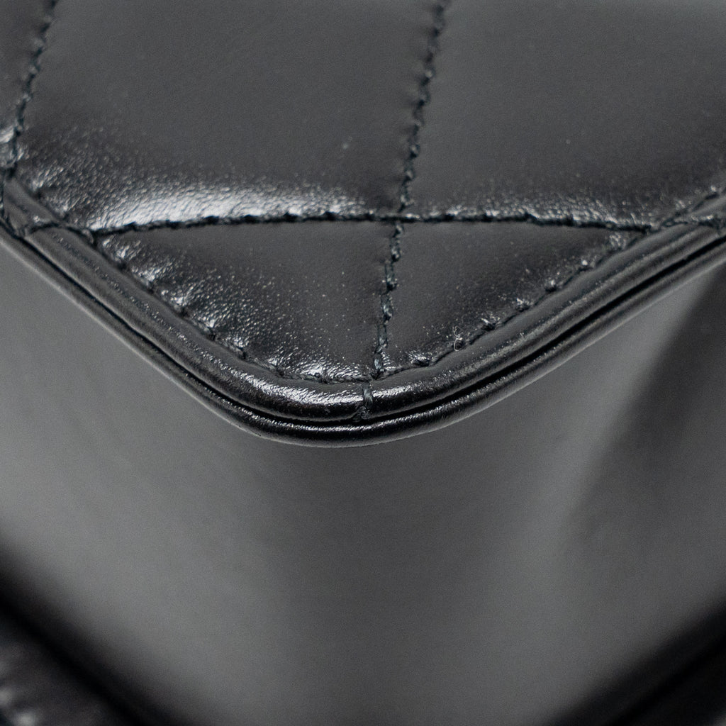 CHANEL GOLD CRUSH FLAP BAG CALFSKIN BLACK GHW (MICROCHIP)