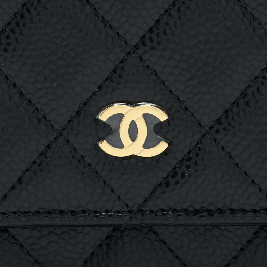 CHANEL CLASSIC WALLET ON CHAIN CAVIAR BLACK GHW (MICROCHIP)