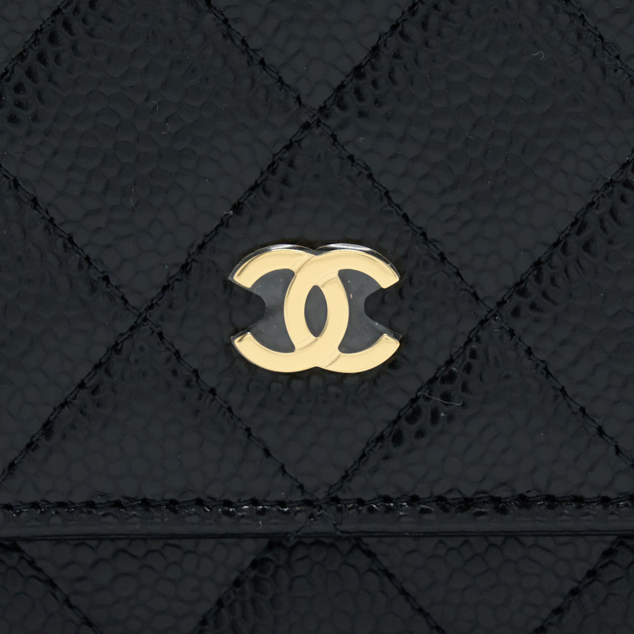 CHANEL CLASSIC WALLET ON CHAIN CAVIAR BLACK GHW (MICROCHIP)