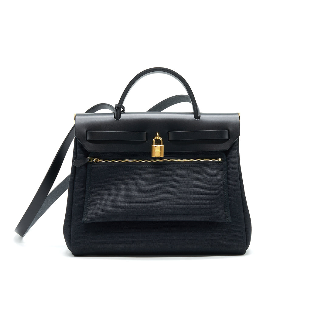 HERMES HERBAG 31 BLACK WITH GHW