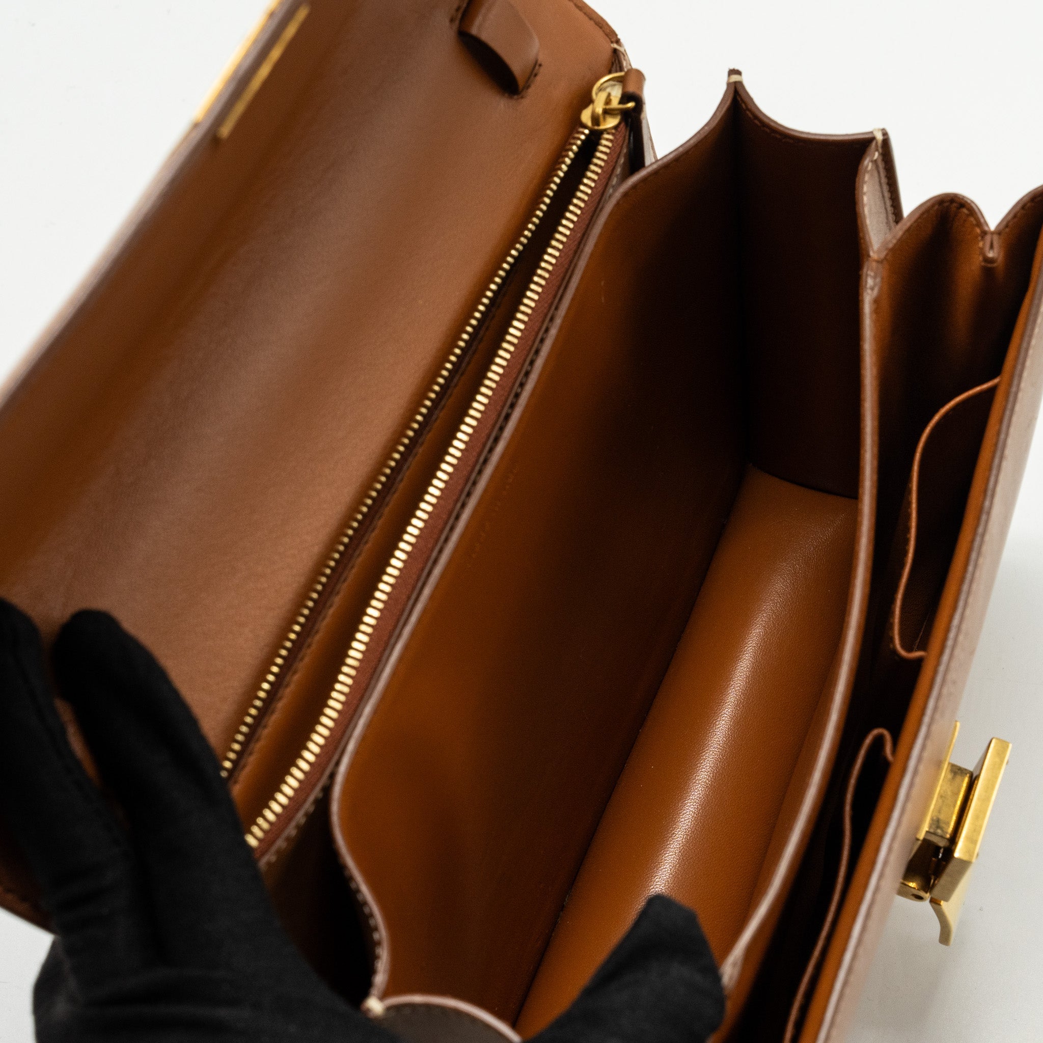 CELINE MEDIUM CLASSIC BOX BAG CALFSKIN BROWN GHW