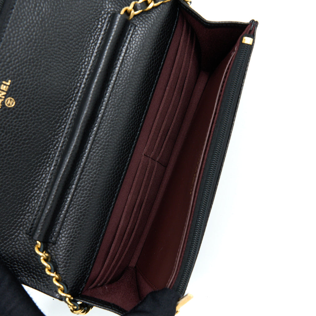 CHANEL CLASSIC WALLET ON CHAIN CAVIAR BLACK GHW (MICROCHIP)