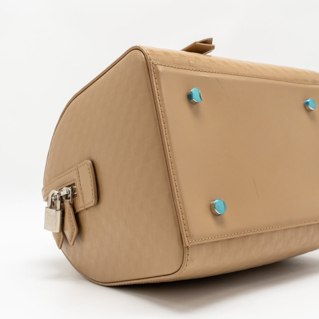 LOUIS VUITTON SPEEDY CUBE MM DAMIER FACETTE PATENT LEATHER BEIGE SHW