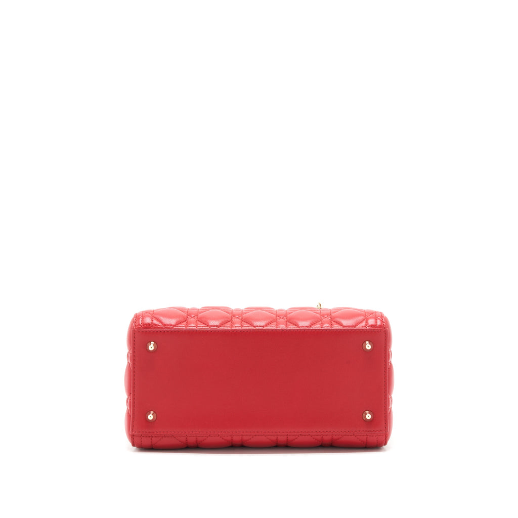 DIOR MEDIUM LADY DIOR LAMBSKIN RED GHW