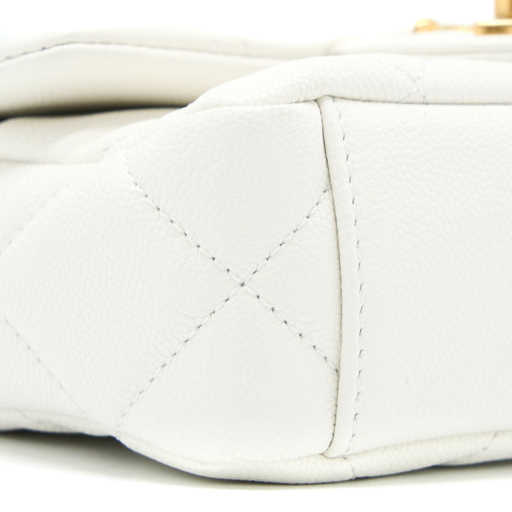 CHANEL 22A SMALL FLAP BAG CAVIAR WHITE WITH GHW (MICROCHIP)