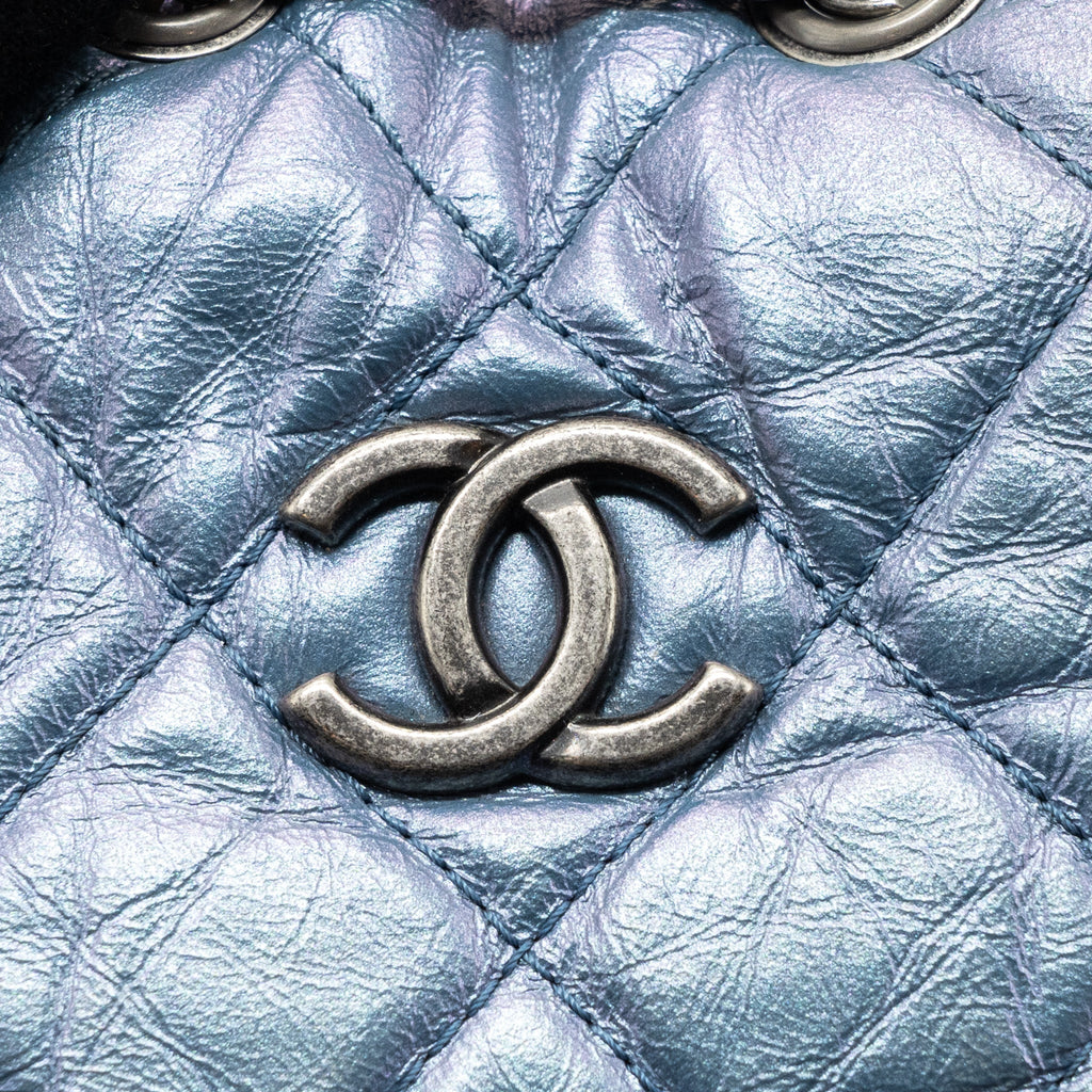 CHANEL SMALL GABRIELLE BACKPACK CALFSKIN IRIDESCENT PURPLE MULTICOLOUR HARDWARE