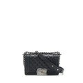 CHANEL SMALL BOY BAG CAVIAR BLACK RUTHENIUM HARDWARE (MICROCHIP)