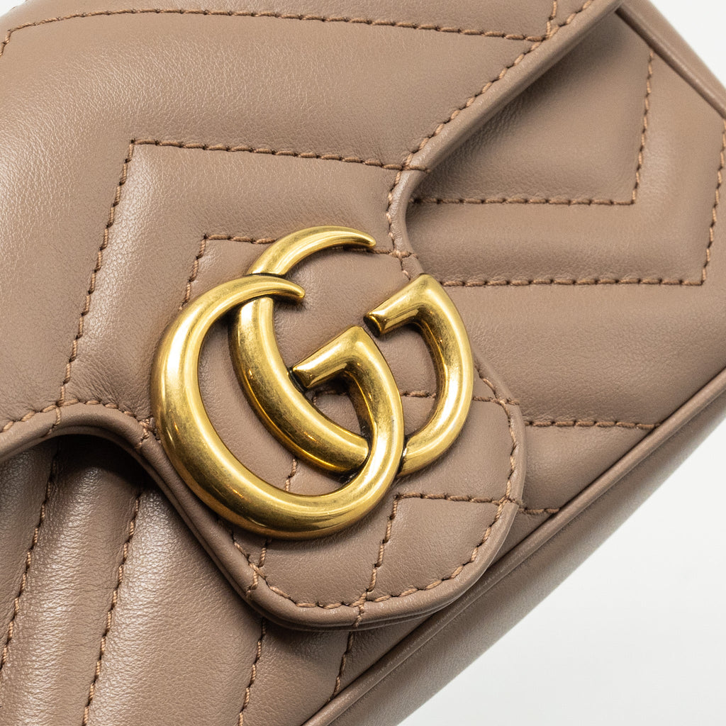 GUCCI GG MARMONT SUPER MINI BAG CALFSKIN BEIGE GHW