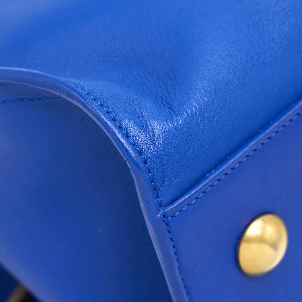 SAINT LAURENT CABAS CHYC TOTE BAG BLUE GHW