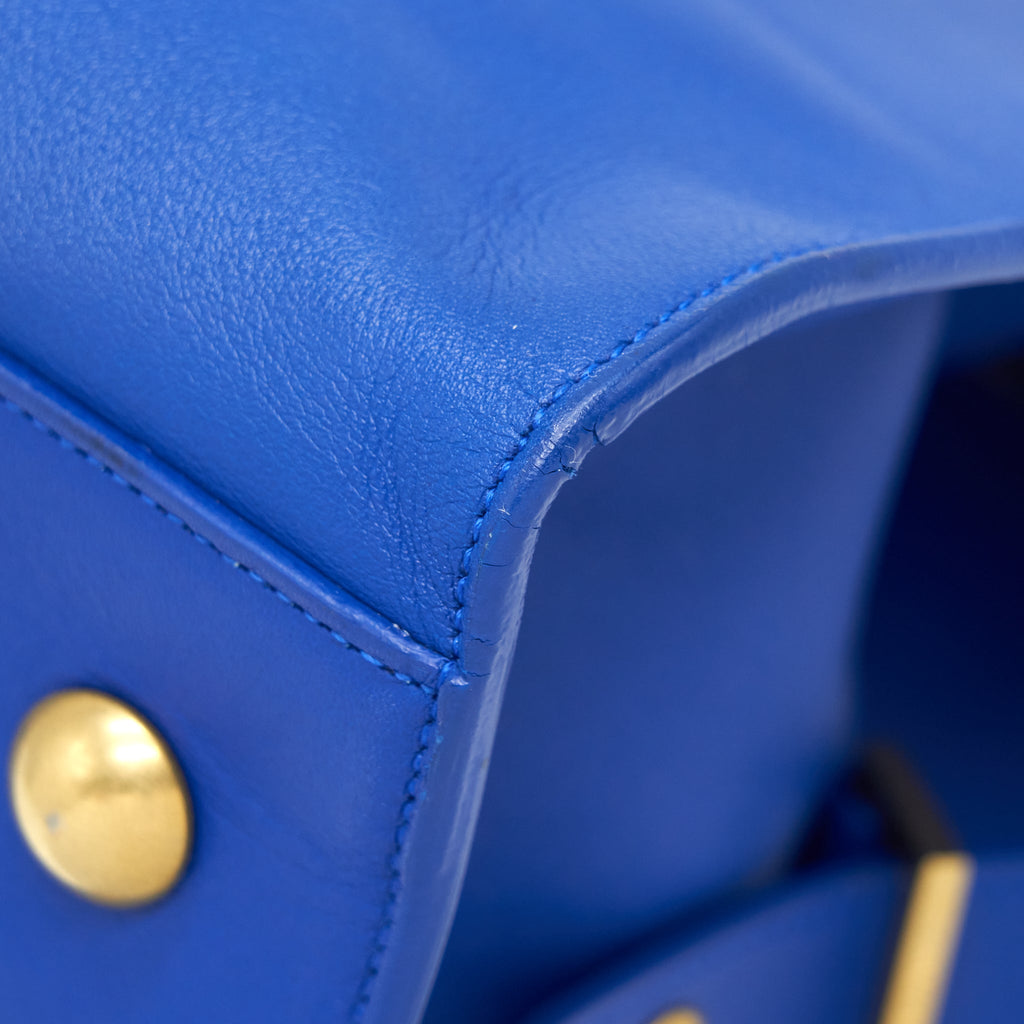SAINT LAURENT CABAS CHYC TOTE BAG BLUE GHW