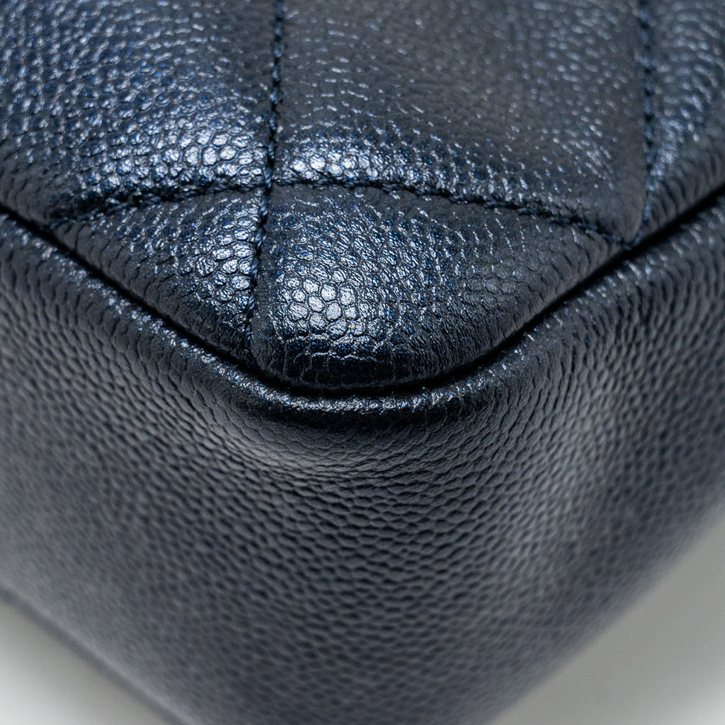 CHANEL 21K MY PERFECT MINI FLAP BAG CAVIAR IRIDESCENT BLACK GHW (MICROCHIP)