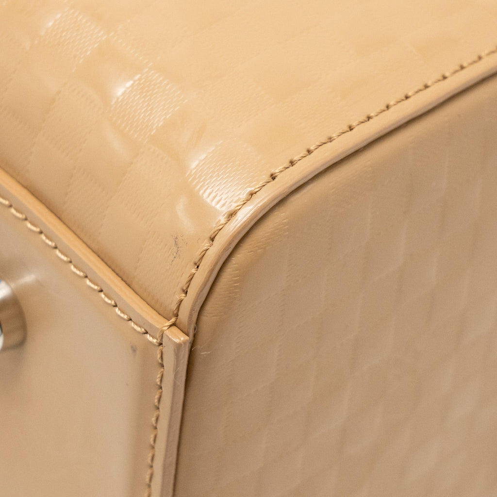 LOUIS VUITTON SPEEDY CUBE MM DAMIER FACETTE PATENT LEATHER BEIGE SHW