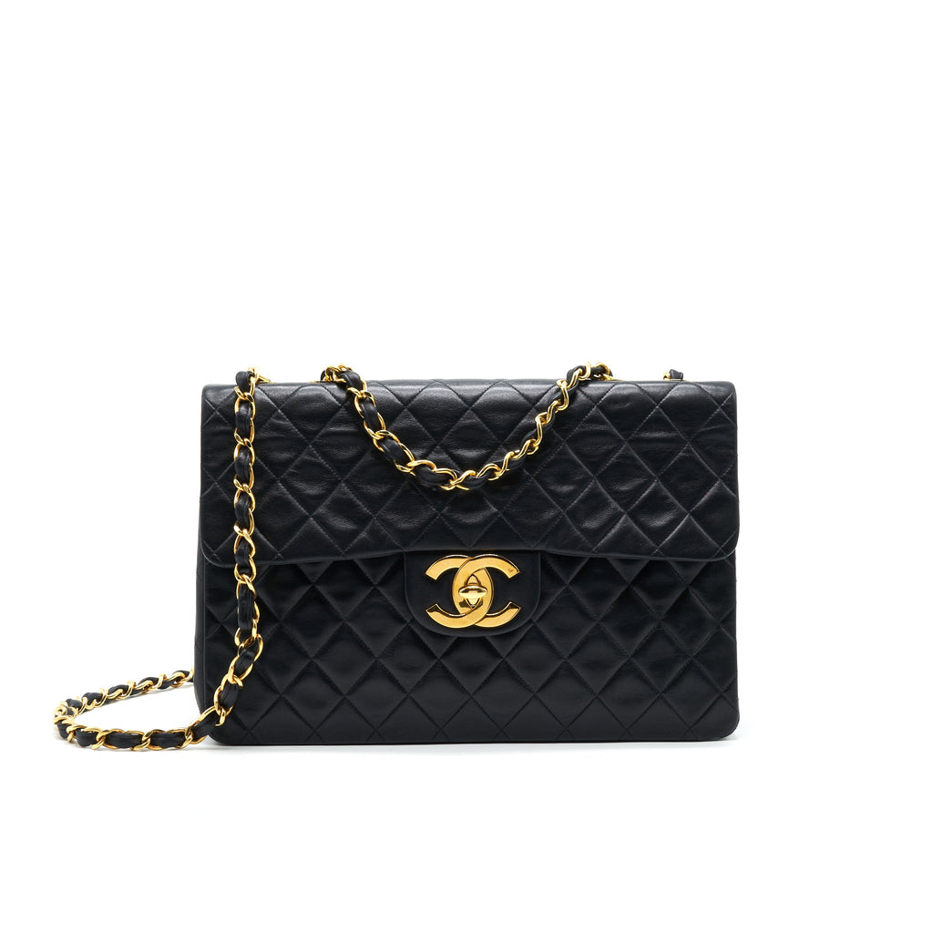 CHANEL VINTAGE MAXI FLAP BAG BLACK 24K GHW