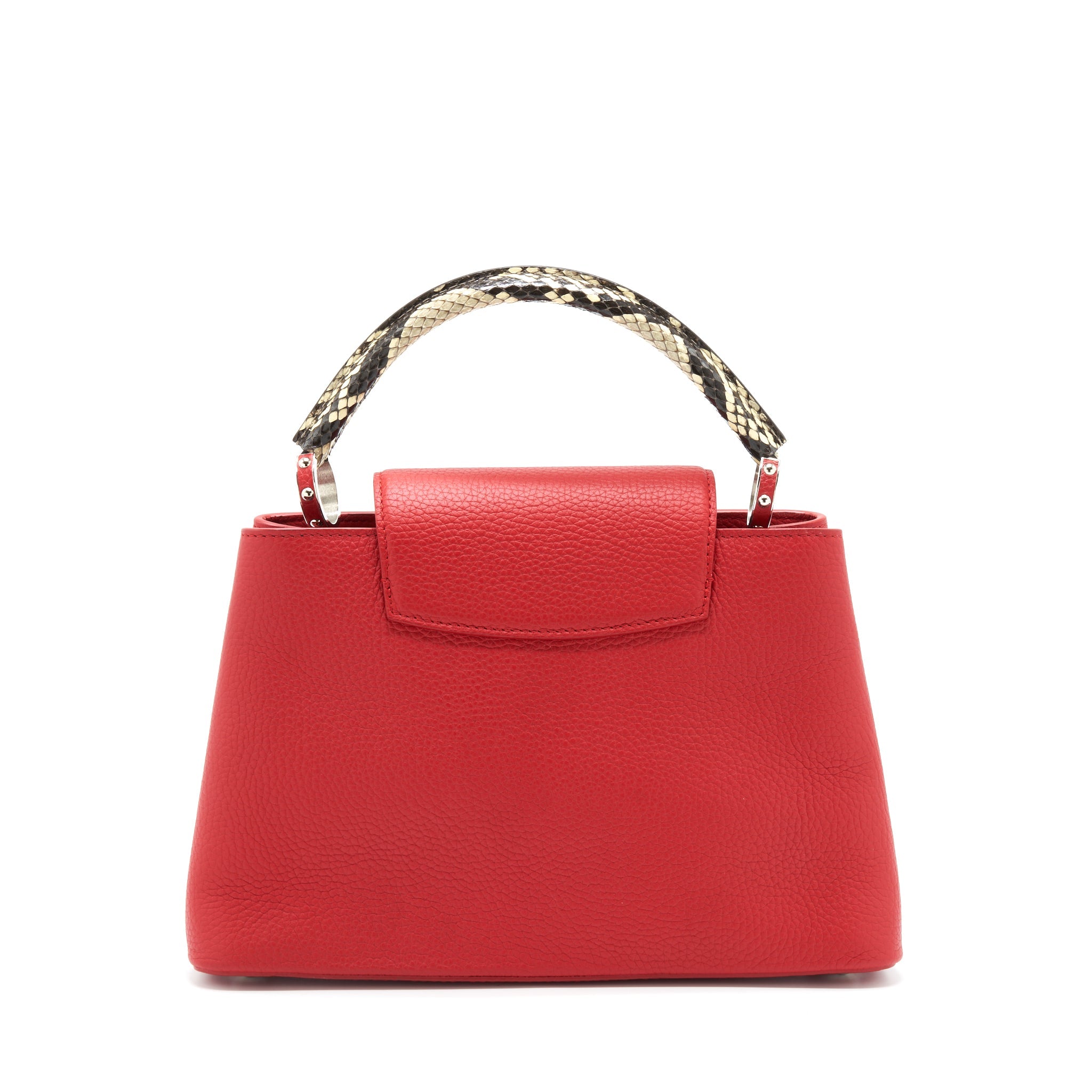 LOUIS VUITTON CAPUCINES PM CALFSKIN RED WITH PYTHON HANDLE RUBIS SHW