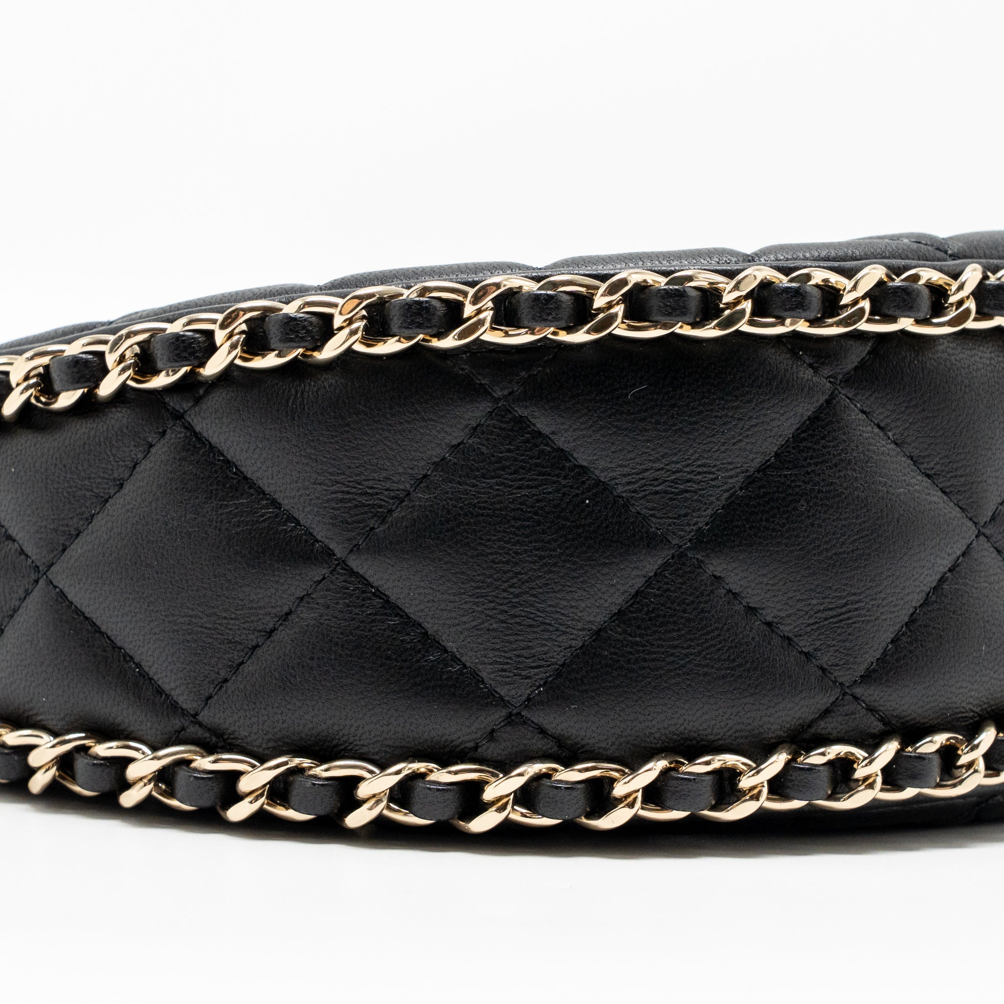 CHANEL SMALL HALF MOON HOBO BAG LAMBSKIN BLACK LGHW (MICROCHIP)