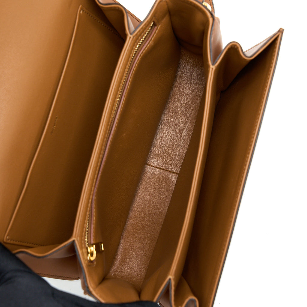 CELINE MEDIUM TRIOMPHE BAG IN TEXTILE NATURAL CALFSKIN GHW