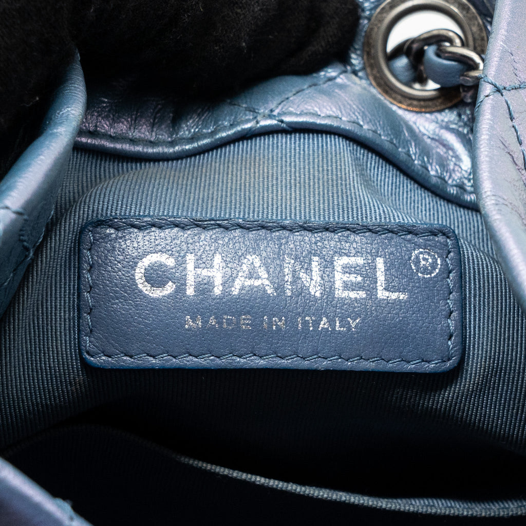 CHANEL SMALL GABRIELLE BACKPACK CALFSKIN IRIDESCENT PURPLE MULTICOLOUR HARDWARE