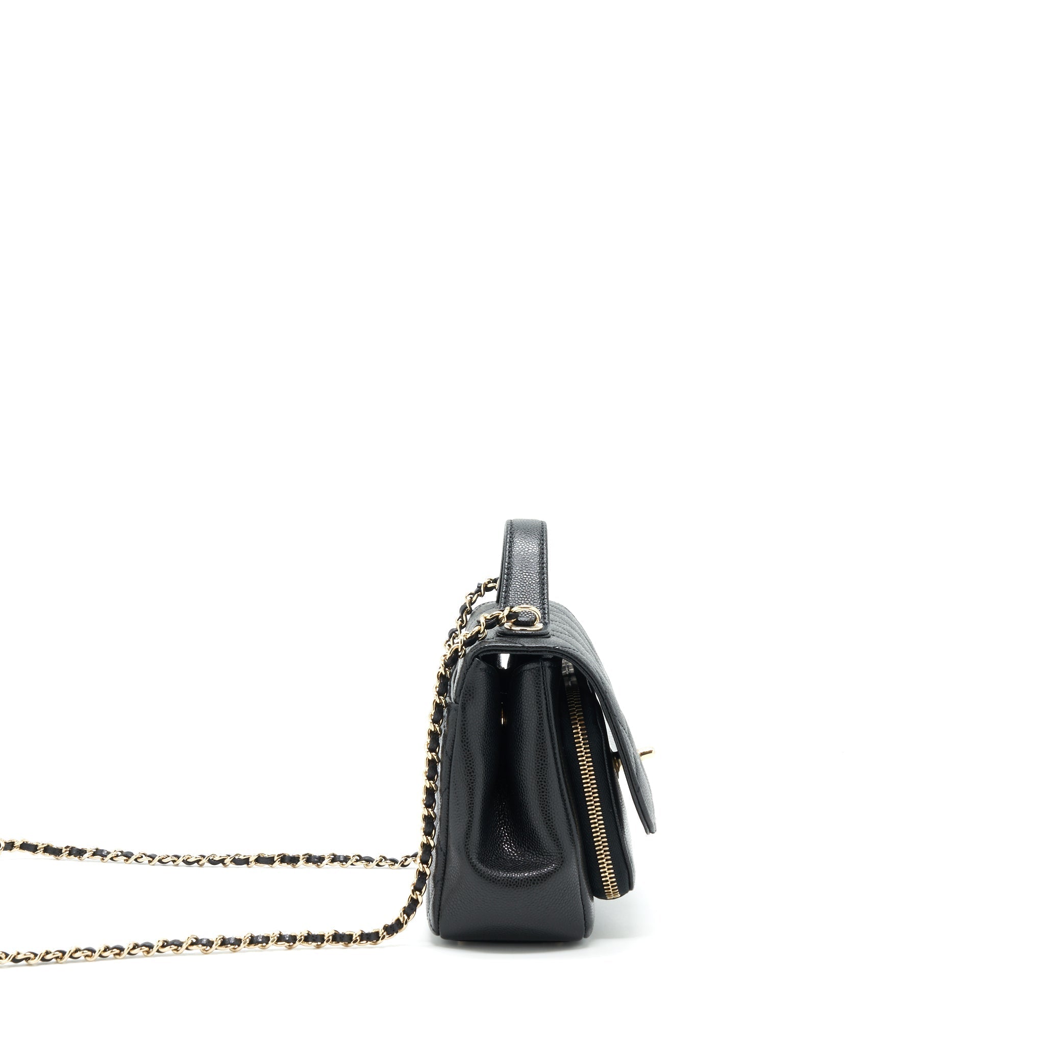 CHANEL 22P SMALL BUSINESS AFFINITY GRAINED CALFSKIN BLACK LGHW (MICROCHIP)