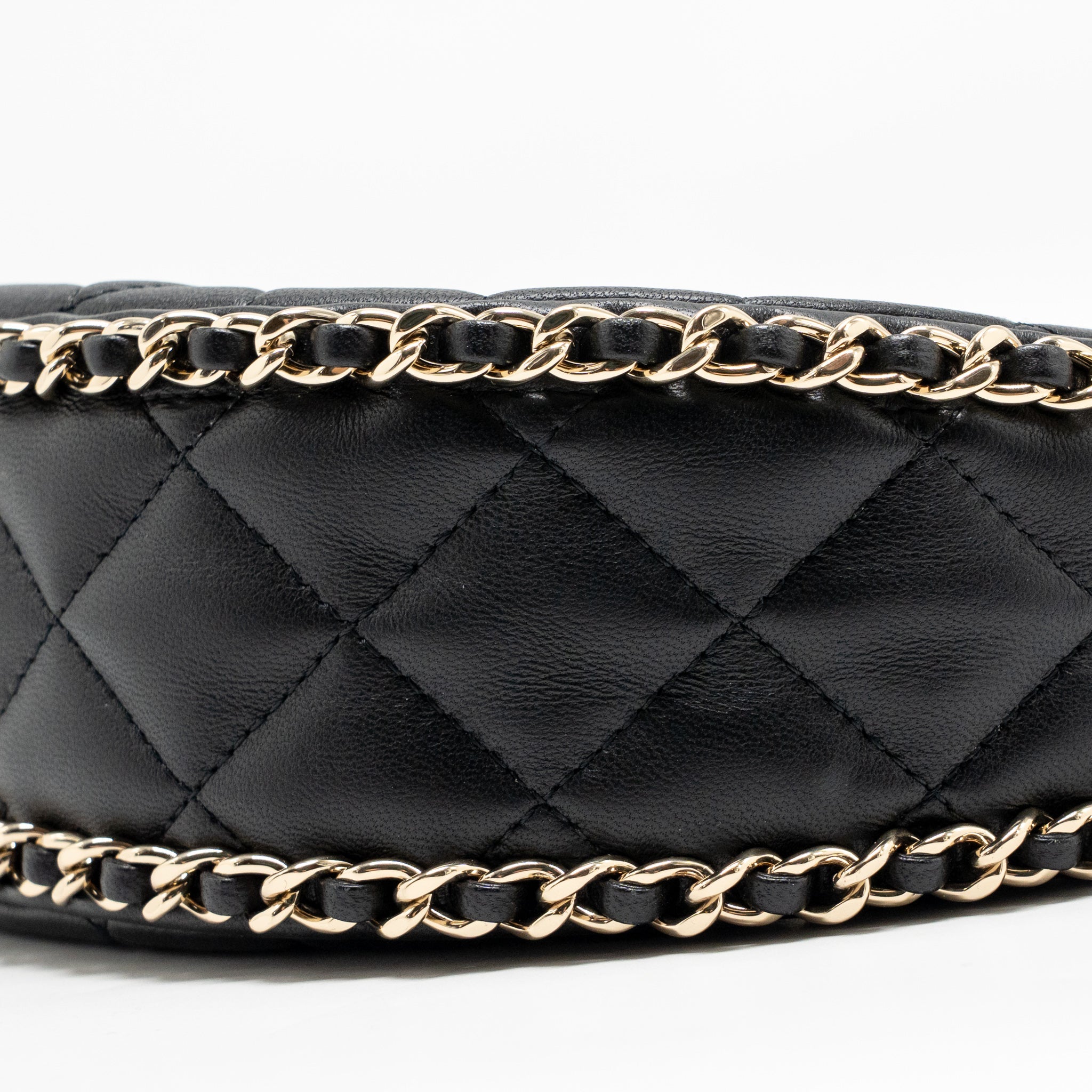 CHANEL SMALL HALF MOON HOBO BAG LAMBSKIN BLACK LGHW (MICROCHIP)