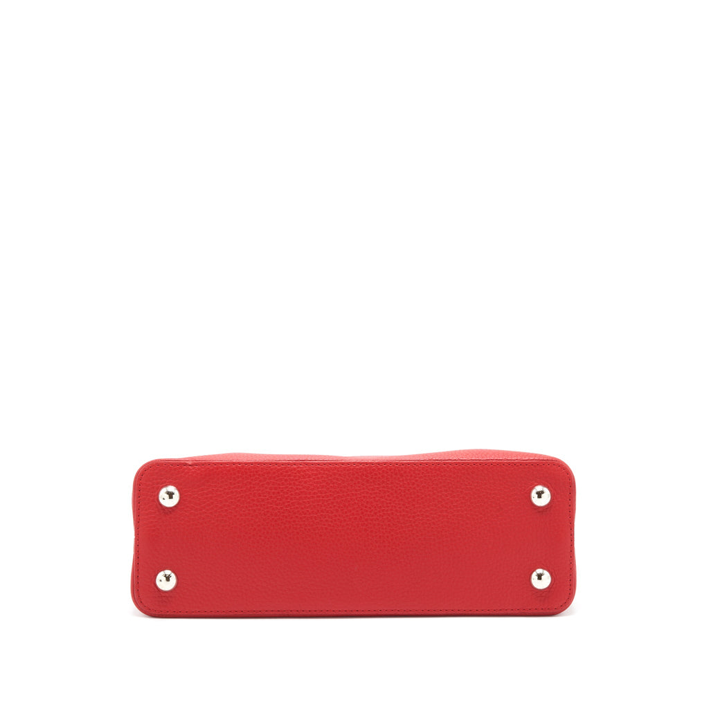 LOUIS VUITTON CAPUCINES PM CALFSKIN RED WITH PYTHON HANDLE RUBIS SHW