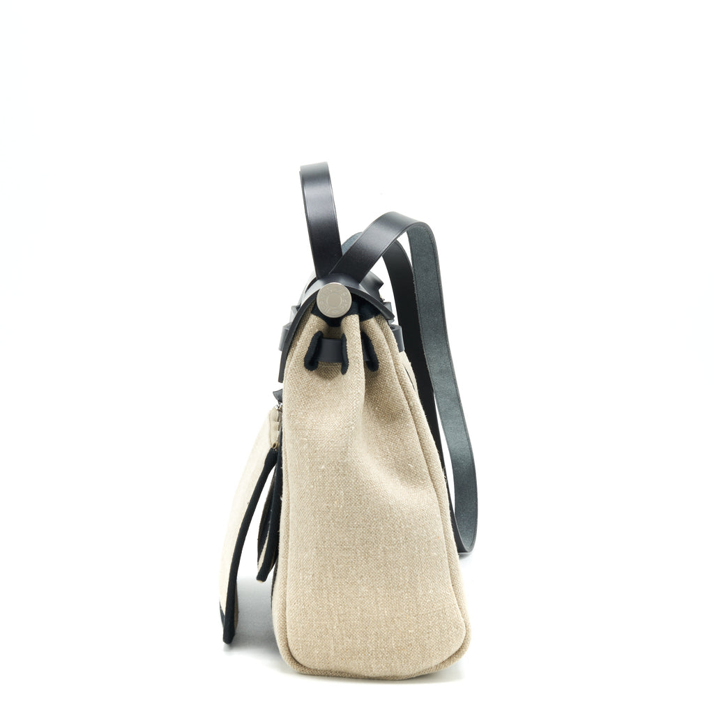 HERMES HERBAG 31 RETOURNE TOTE BAG TOILE CAMP H VIBRATION BLACK