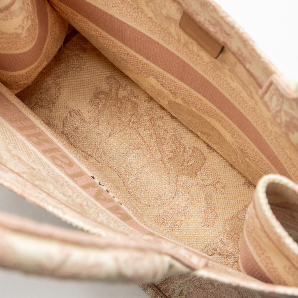 DIOR MEDIUM BOOK TOTE BAG PINK TOILE DE JOUY EMBROIDERY