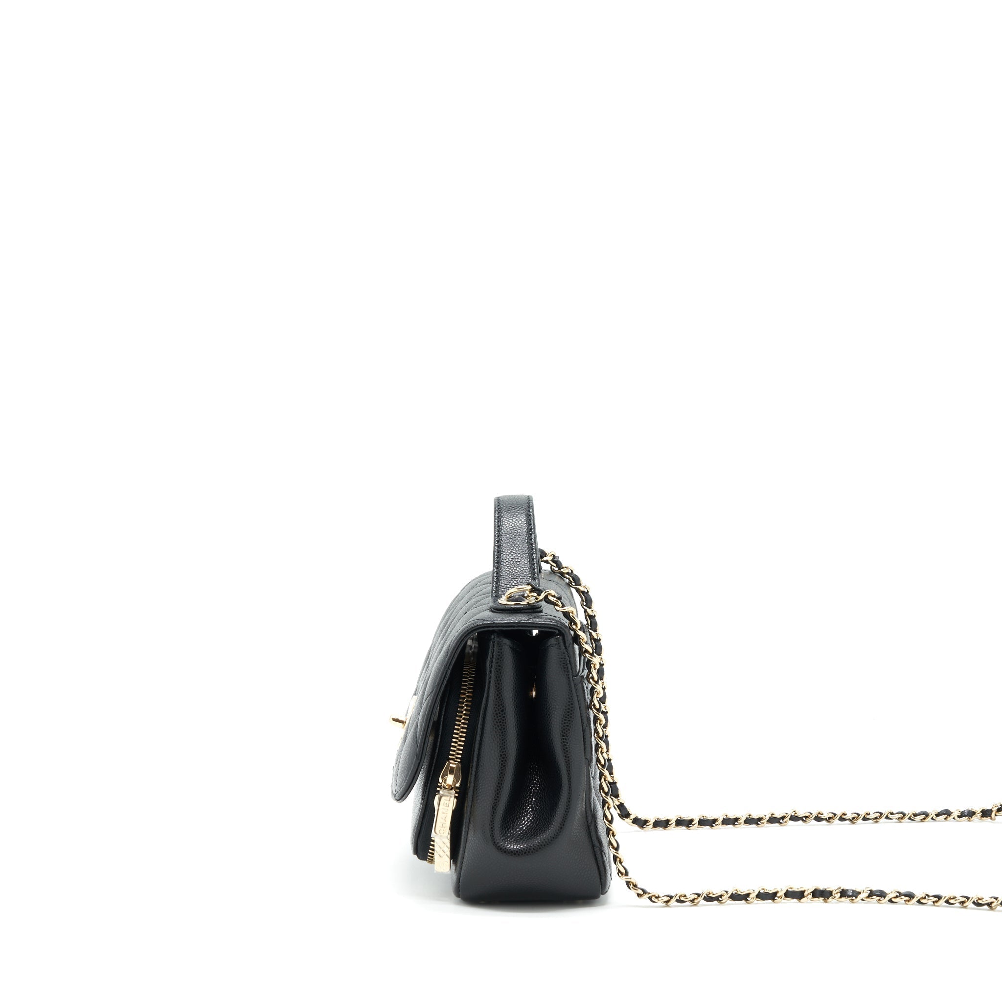 CHANEL 22P SMALL BUSINESS AFFINITY GRAINED CALFSKIN BLACK LGHW (MICROCHIP)
