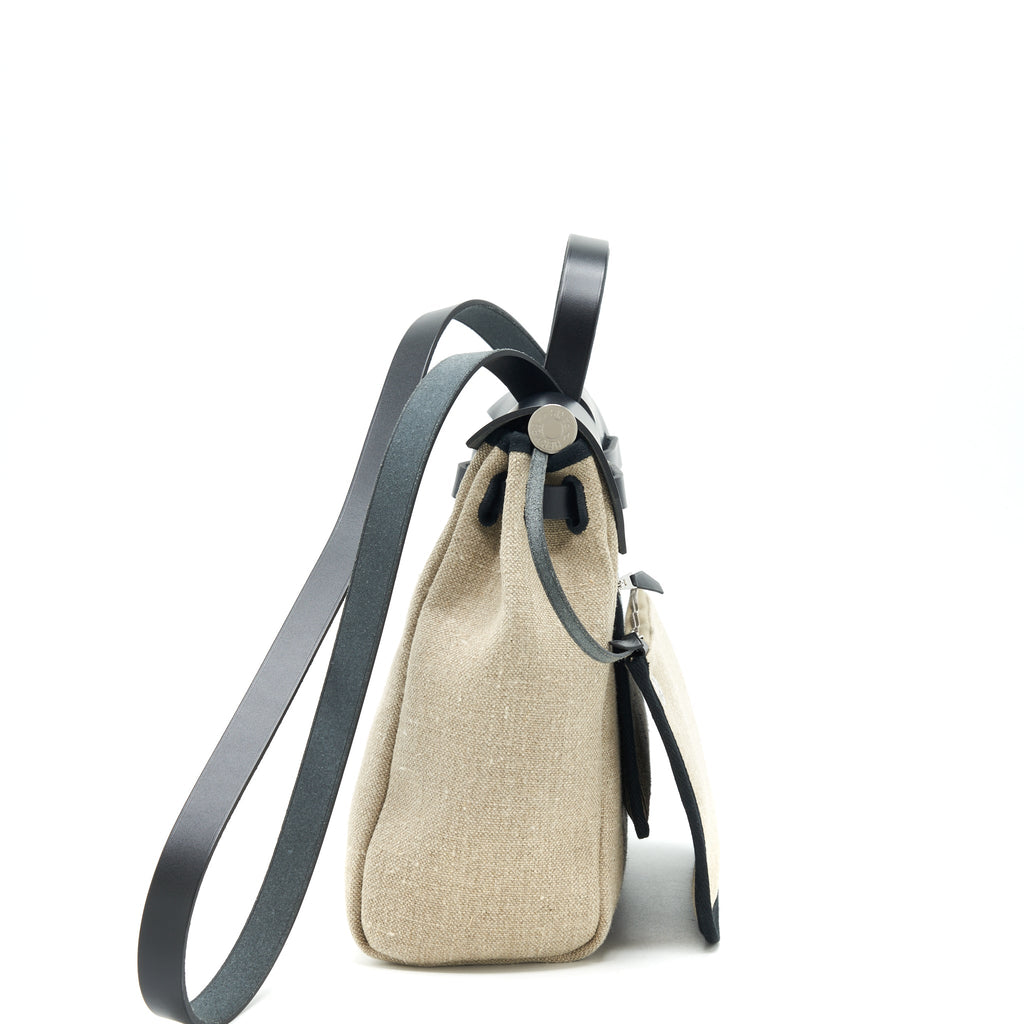 HERMES HERBAG 31 RETOURNE TOTE BAG TOILE CAMP H VIBRATION BLACK
