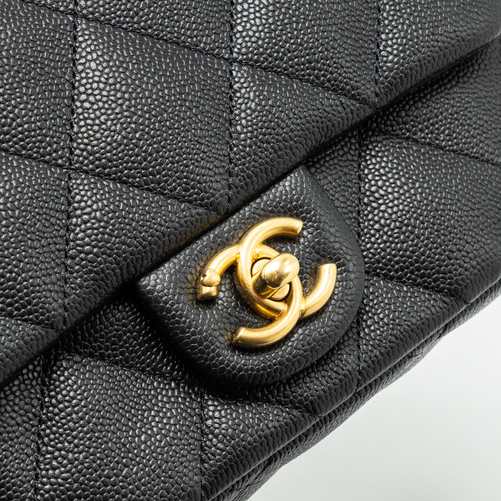 CHANEL COCO LOVE FLAP BAG ADJUSTABLE CHAIN CAVIAR BLACK GHW (MICROCHIP)