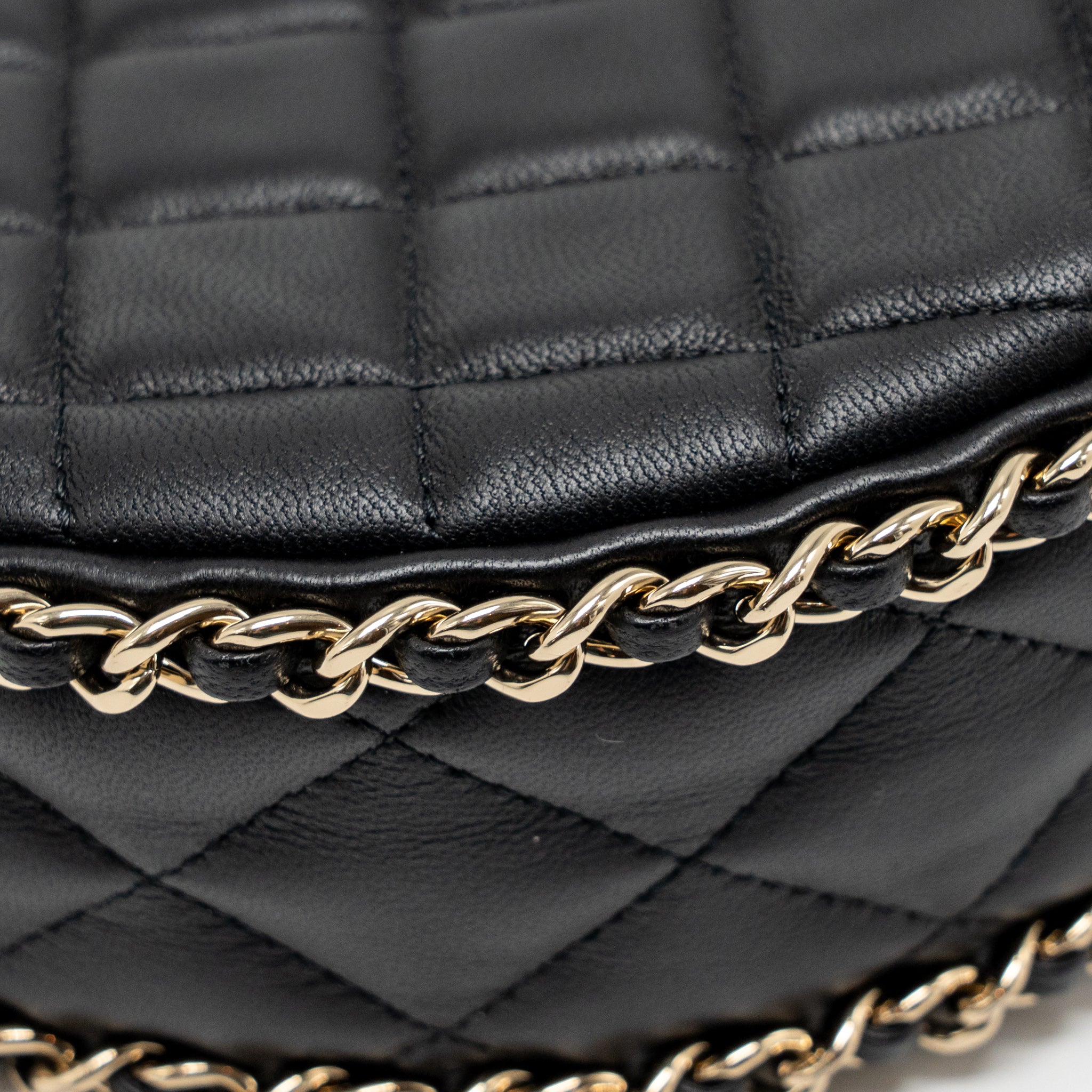 CHANEL SMALL HALF MOON HOBO BAG LAMBSKIN BLACK LGHW (MICROCHIP)