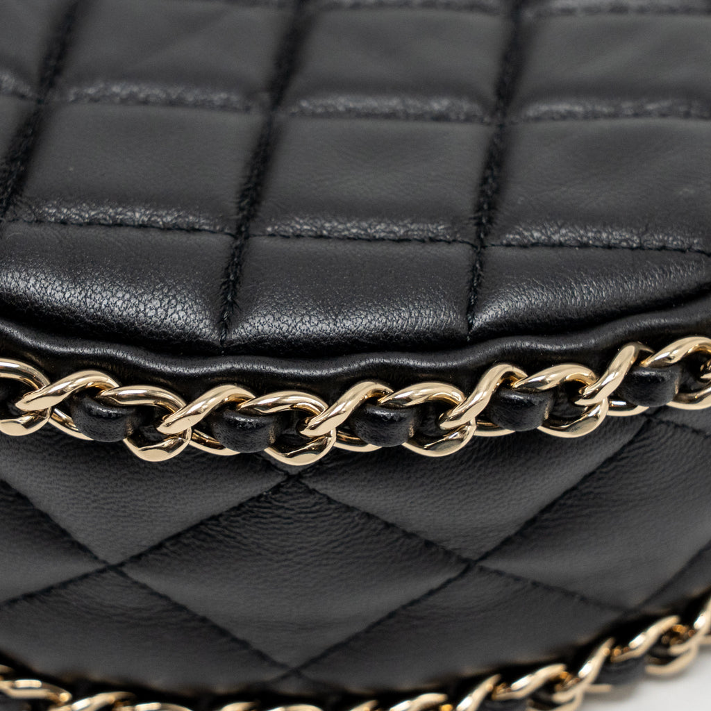 CHANEL SMALL HALF MOON HOBO BAG LAMBSKIN BLACK LGHW (MICROCHIP)